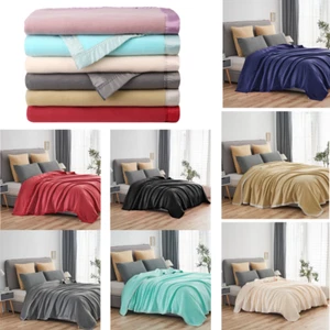 Satin Fleece Blanket All Season Reversible Bed Throw Blankets Twin Queen King - Picture 1 of 52