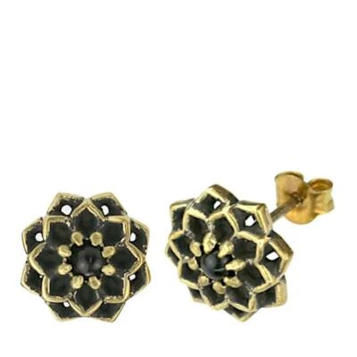 Brass Stone Crystal Stud Earrings Gold Tiddly Winks 0 15/32in - Image 1 of 4