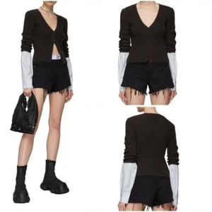 NWT Alexander Wang Ribbed Cardigan with Compact Cotton Shirt Cuff $475 M - Picture 1 of 10
