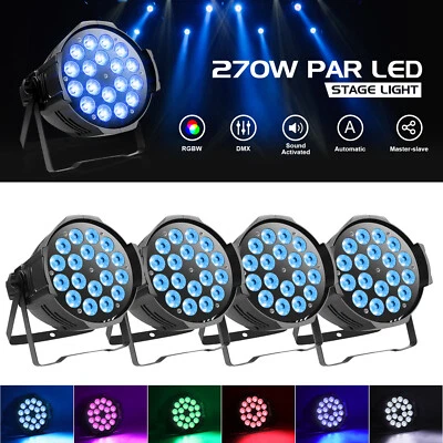 4X 270W 18LED PAR Lights RGBW Stage Light DMX512 DJ Disco Party Club Show Light - Image 1 of 4