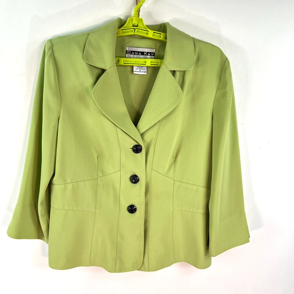 Dana Kay Single Breasted Casual Suit Jacket Womens Size 8 Green Notch Vintage - Image 1 of 4