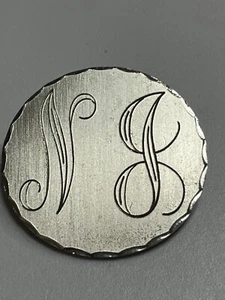 Vintage Brooch Pin Sterling Silver Round NJ Monogrammed Signed Wells Ster - Picture 1 of 7