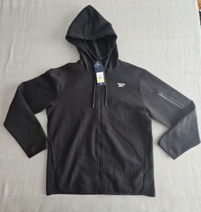 Reebok Full Zip Hoodie Men's Large Black Long Sleeve Activewear Streetwear Y2K - Picture 1 of 12
