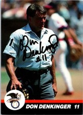 Don Denkinger signed baseball card (American League Umpire) 1989 T&M Sports #11