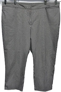 RUBY RD WOMEN Size 24W Straight Leg Cropped Pants Black/White Stripes Stretch - Picture 1 of 6