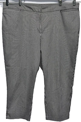 RUBY RD WOMEN Size 24W Straight Leg Cropped Pants Black/White Stripes Stretch - Image 1 of 4