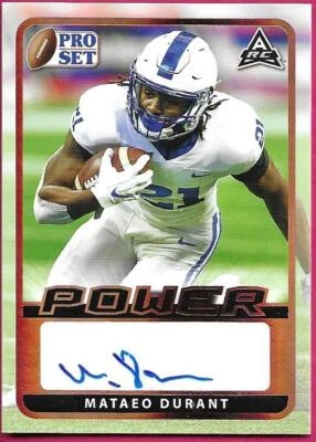 2021 Leaf Pro Set Power Football MATAEO DURANT Rookie ARC Autograph - Image 1 of 2