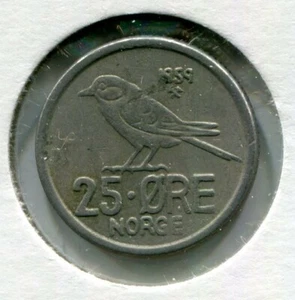 Foreign Coin - Norway - 25 Ore (25 Øre) 1959 - Picture 1 of 2