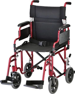 NOVA Lightweight Transport Chair, 300lbs Capacity, Flip-Up Arms, OPEN BOX RED - Picture 1 of 13
