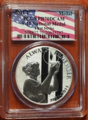 2011 P 9-11 SEPTEMBER 11 NATIONAL MEDAL PCGS PR70💥FLAWLESS QUALITY💥 - Image 1 of 4