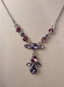 $78 Givenchy Silver Tone Multi Color Crystal Y Necklace 131 GNA-3 - Picture 1 of 5