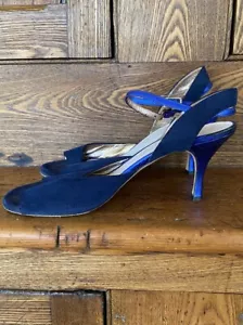 Bandolera Tangolera 41 tango shoes heels navy metallic blue slingback - Picture 1 of 13