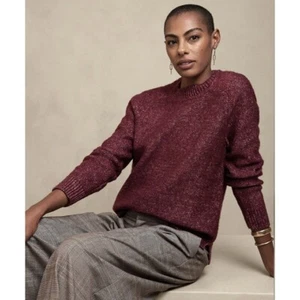 Neu mit Etikett Banana Republic Damenpullover burgunderrot Größe Large Pullover Rundhalsausschnitt gerippt - Bild 1 von 4