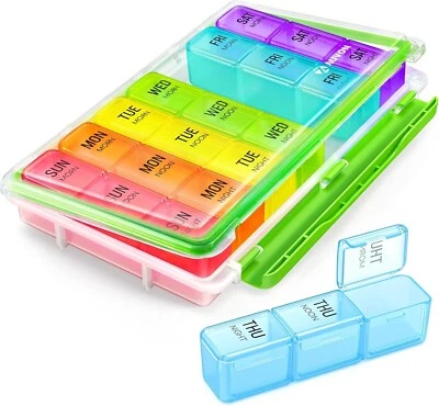 Weekly Pill Organizer 3 Times a Day 7 Day Daily Use Vitamins Holder Portable Box - Image 1 of 4