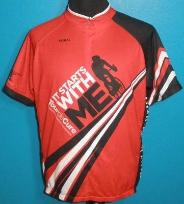 NWT Men's 2XL PRIMAL 2017 Tour de Cure Cycling Raglan Sport Cut Jersey Shirt - Image 1 of 4
