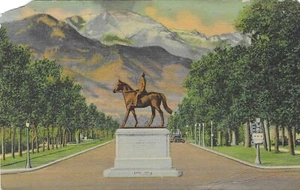 Vintage Colorado Linen Postcard Springs Monument General Palmer Pikes Peak - Picture 1 of 2