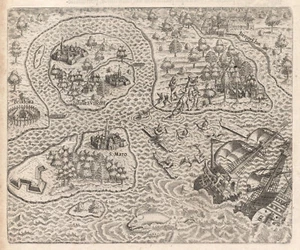 Antiker Druck ""São Vicente"" (St. Vincent) Gr. De Bry, 1599 - Bild 1 von 3