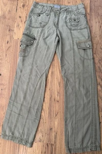 Size 10 long Per Una Cargo army green Trousers - Picture 1 of 5