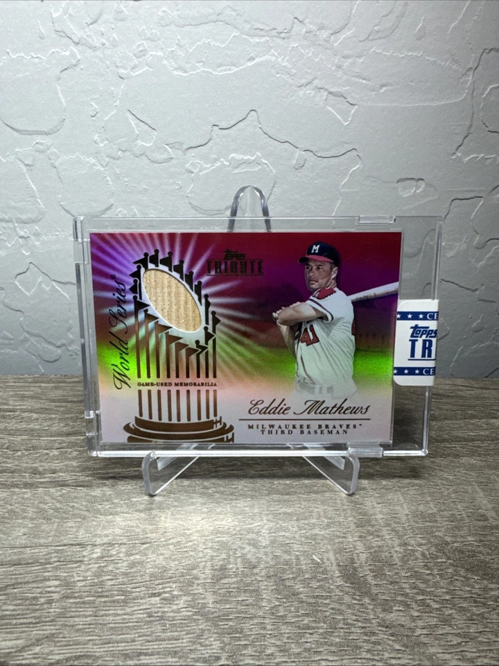 2012 Topps Tribute Eddie Mathews World Series Swatches Red Game Used Bat /10 - Image 1 of 1