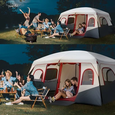 Tienda instantánea grande para 10 personas 2 habitaciones familia camping cabina impermeable al aire libre Foto 1 de 4