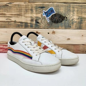 Soludos Good Vibes bestickte Regenbogenwellen-Sneaker Damengröße 9 Leder - Bild 1 von 12