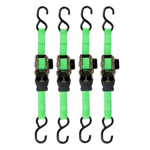 Retractable Ratchet Tie Down Straps (4 PK) 1,500lb Break Strength, 500lb Safe... - Picture 1 of 8
