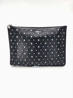 Alexander McQueen Skull Clutch Leather Studded Zip Large Travel Pouch $795 NIB - Image 1 of 4