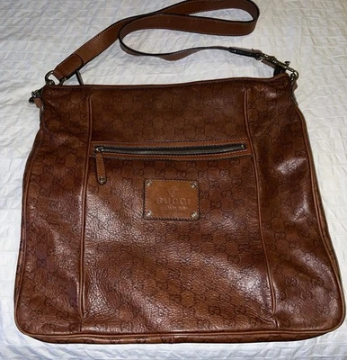 Bolso Bandolera Bolso Bandolera De Colección GUCCI Guccissima Logo Cuero Marrón con Correa Usado Foto 1 de 4