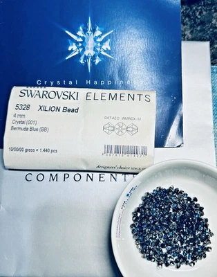 Swarovski Bi-cone Beads 5328 4mm Crystal Bermuda Blue 1440 pcs Sealed Pack OOP - Image 1 of 3