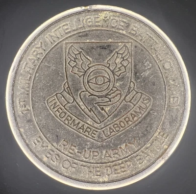 US Army 1st Military Intelligence Battalion Challenge Coin Token 39mm - Image 1 of 2