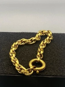 Brazalete Belcher Rolo enchapado en oro amarillo de 9 quilates para hombre niña unisex adulto Reino Unido - Imagen 1 de 12