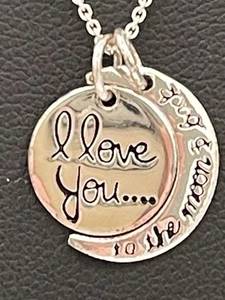 I Love You to the Moon and Back Pendant Necklace Sterling Silver - Picture 1 of 9