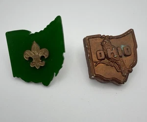 BSA 2 Neckerchief Slide State Shape Ohio Painted Plaster Cast & Resin SS-623 - Picture 1 of 9