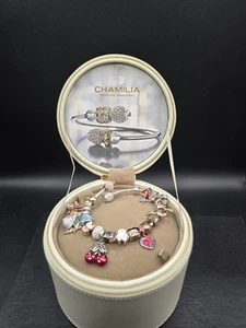 Sterling Silver Chamilia Flex Bangle 19 Charms Disney Betty Swarovski Crystal - Picture 1 of 15
