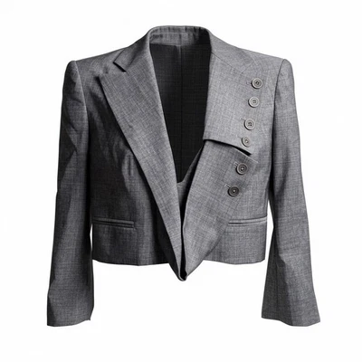 Blazer corto para mujer ZAC POSEN $595 talla 4 pequeño gris Foto 1 de 4
