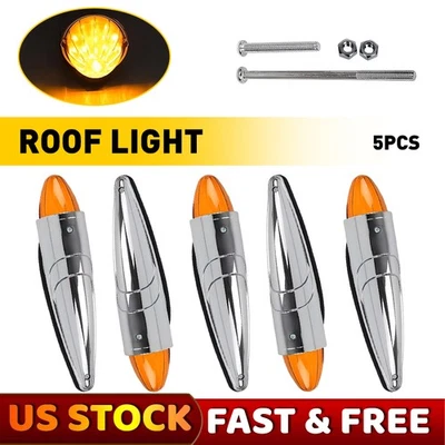 5x luces superiores de separación de marcador de cabina de techo de camión ámbar 17LED para Peterbilt Mack Foto 1 de 4