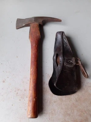 Feuerwehr Beil Axt Mit Leder Tragetasche  Kopelträger Um 1920 Antik - Bild 1 von 4