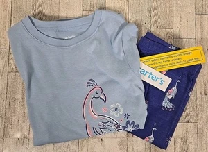 Carter's Pajamas 12 & 14 Girls Blue Peacock 2pc Set Short Sleeve NEW - Picture 1 of 9