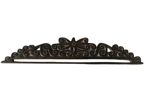 Antique Hand Carved Dark Wood Overdoor Pediment Salvaged - Picture 1 of 3