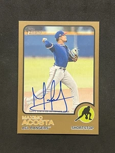 2022 Topps Heritage Minor League MAXIMO ACOSTA Rookie RC Gold /25 Auto Marlins - Picture 1 of 2