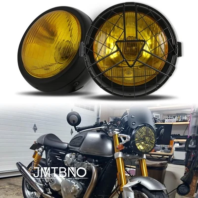 Faro LED para Triumph Thruxton 6,8"" con Len retro ámbar y rejilla protectora Foto 1 de 4