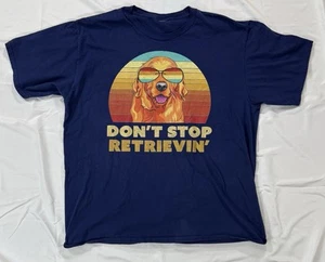 Cool golden retriever Graphic Men’s Short Sleeve T Shirt Size XL Blue - Picture 1 of 5
