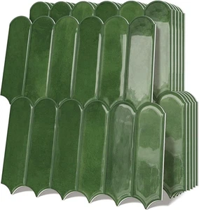 Tiwoos Piastrelle da Parete Autoadesive Verde Scuro Peel and Stick per Bagno Cucina T - Foto 1 di 6