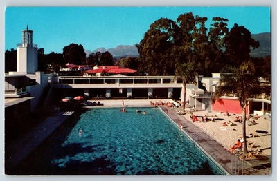 Santa Bárbara California años 50 postal Biltmore piscina cabaña club Foto 1 de 3