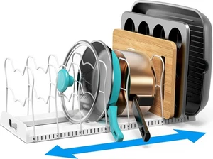 Erweiterbares Pfannen-Organizer-Rack 10 verstellbare Fächer weiß 1 Stück - Bild 1 von 5
