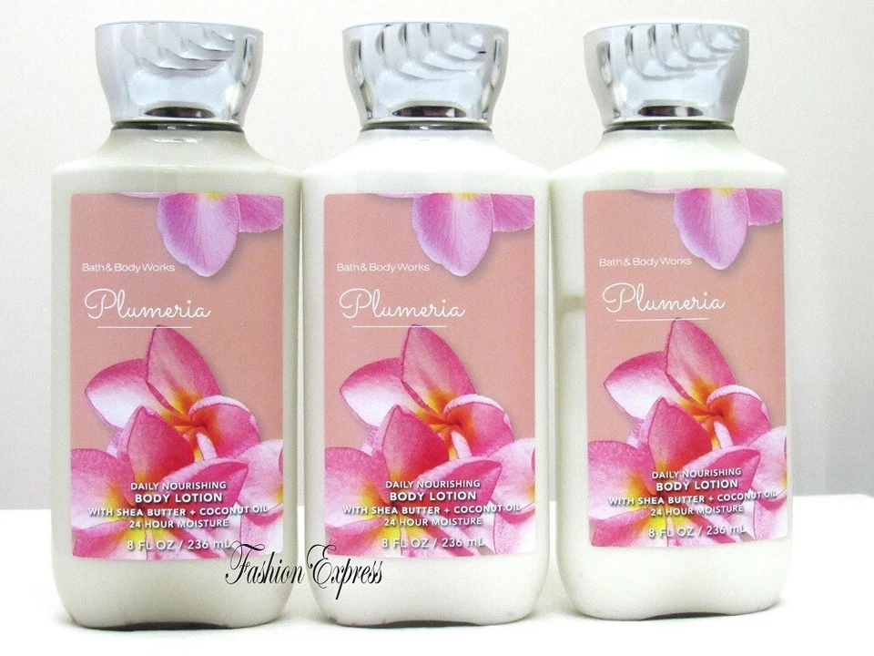 BATH AND BODY WORKS PLUMERIA BODY LOTION 8 FL OZ EACH (SET OF 3)