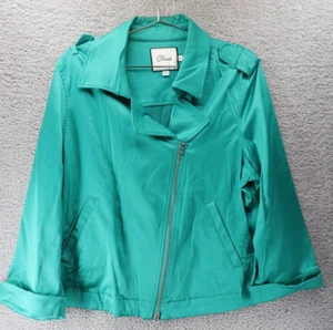 Chaus Women's Vintage Jacket Asymmetrical Full Zip Teal 80s Sz 14 - Picture 1 of 6