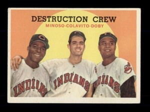 1959 TOPPS #166 DESTRUCTION CREW MINNIE MINOSO, ROCKY COLAVITO, LARRY DOBY