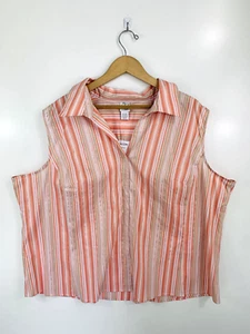 Dressbarn Women's Button Up Shirt 30/32 Pink Striped Sleeveless Tank V Neck NWT - Picture 1 of 5