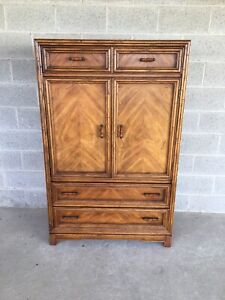 CENTURY CHAIR COMPANY FAUX BAMBOO ARMOIRE - WARDROBE CABINET
